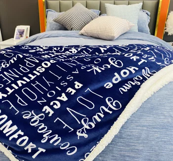 Personalised Digital Printed Custom Fleece Blanket Encourage and Love Message Letter Flannel Sherpa Blanket