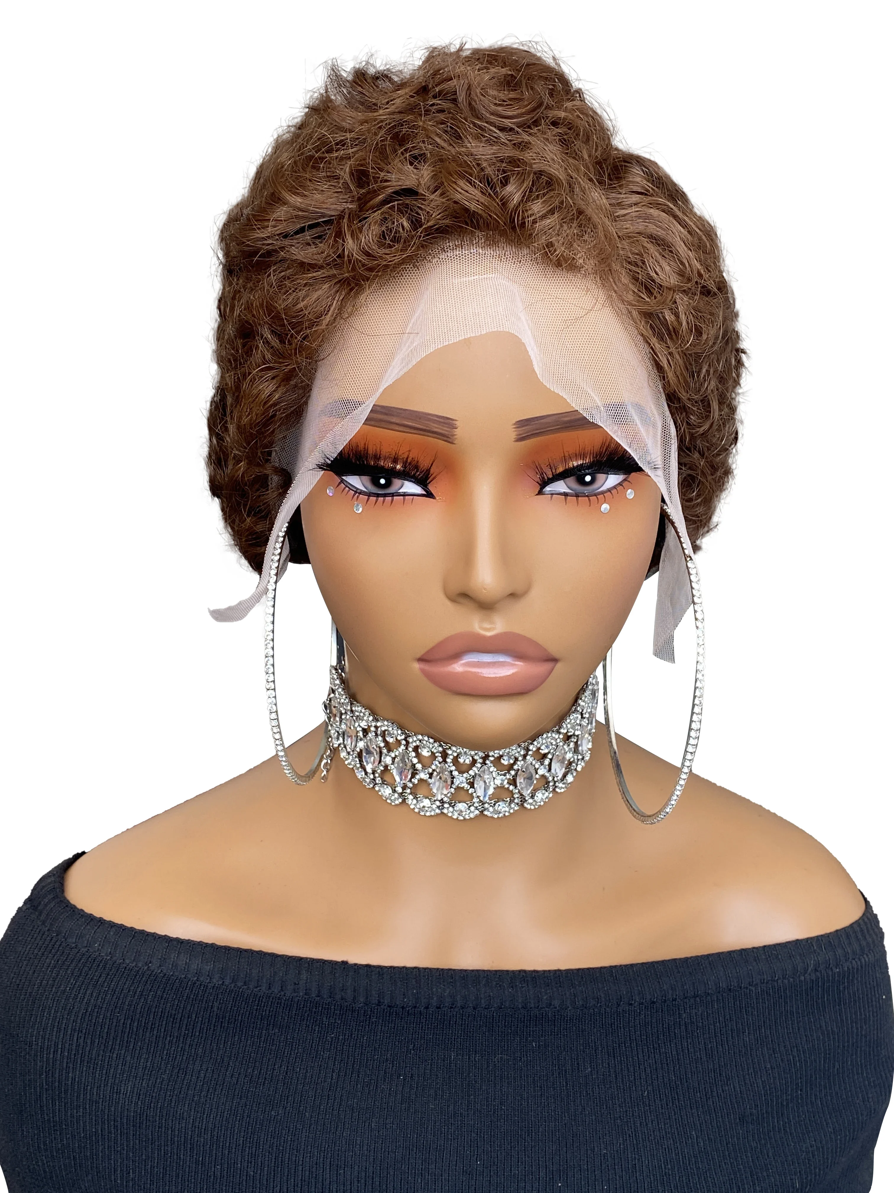 150% Density Short Pixie Cut Curly Wig Kinky Curly 13x4 Lace Frontal Short Wig Remy Hair Human Hair Wigs for Women Colored Wig_voghion.com