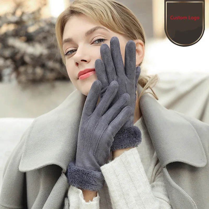 Touchscreen Nappa Genuine Leather Mitten for men's Texting Driving Fleece Lining