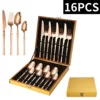 Black 24-piece set (with gold wooden box)