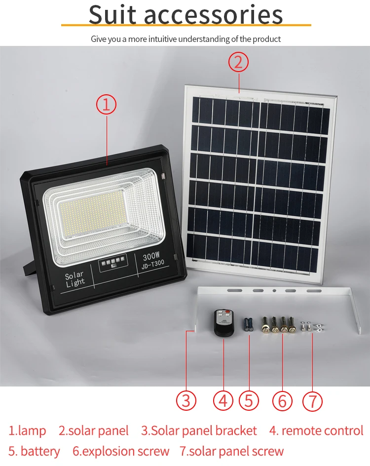 IP67 Aluminum ABS 200w SMD Solar powered Flood Lights Outdoor Led Flood Light With Power Display