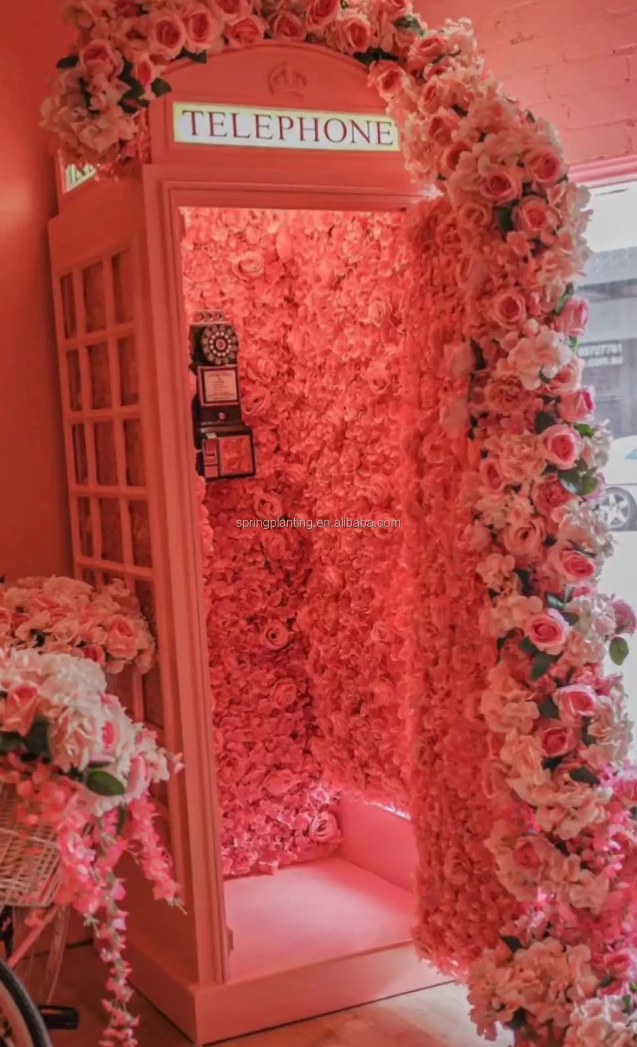 Pink Telephone Booth Photography Props For Wedding Wedding Decor London