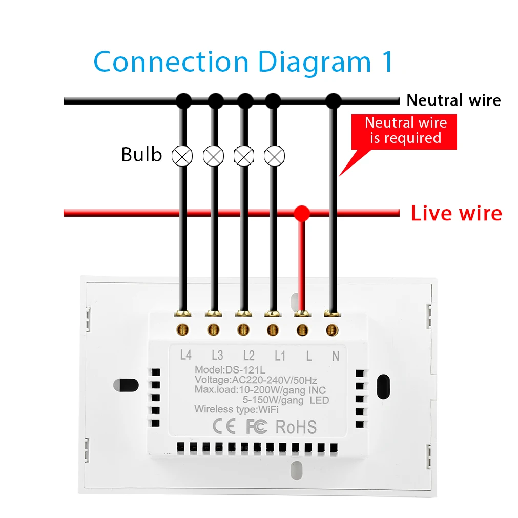 Ewelink 1 2 3 4gang Smart Zigbee Touch Light Wall Switch Us Standard