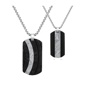 Muonionalusta Meteorite Inlay for Fashionable Tizti Men Carbon Fiber Jewelry Pendant Necklace