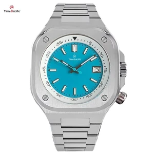 Custom 316L Stainless Steel 42mm Square Case Blue Men's Watch with Japan NH35 Movement Waterproof Automatic Watches ODM