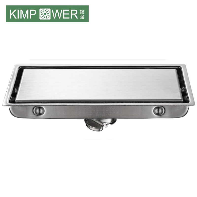 Modern Long Linear Concealed Invisible Tile Insert Bathroom Drainage Floor Drain New Style SUS304 Stainless Steel Polished
