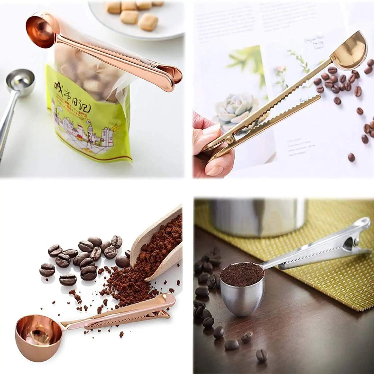 Multifunction Stainless Steel Coffee Spoon With Bag Clip Sealing Measuring Scoop