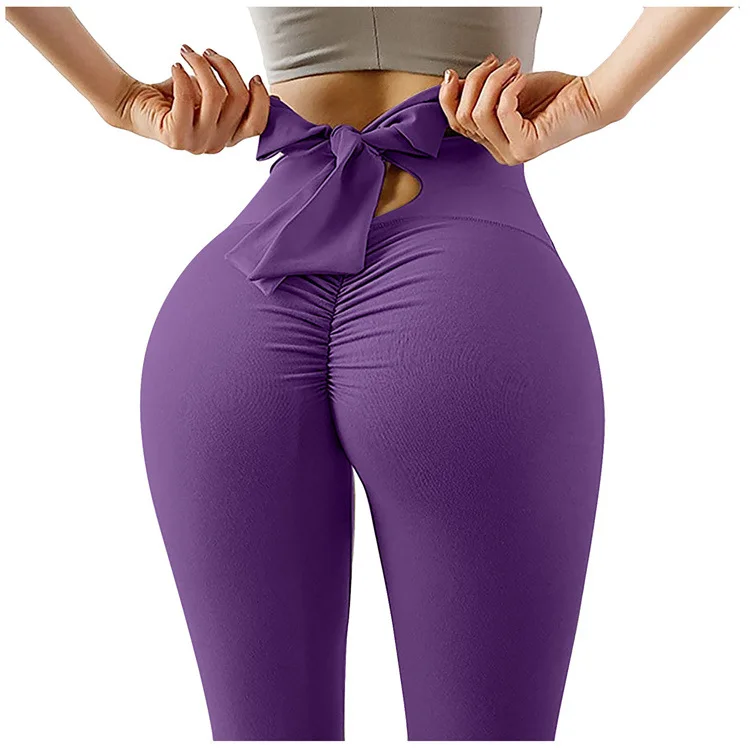 women yoga fitness bow sexy pants