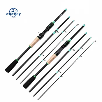 CHEERY 4 Section Carbon Fiber Lure Rod Action Adjustable Straight Handle Bass Fishing Rod Alloy Guides Baitcasting/Spinning – Rod – view 2
