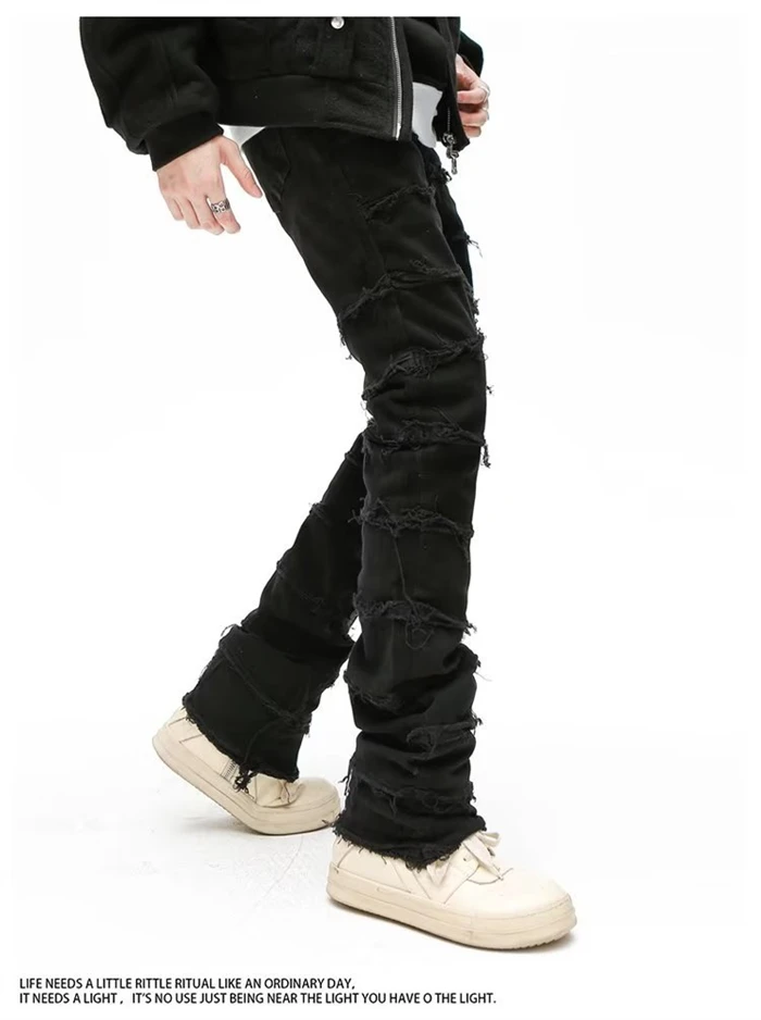 2023 Vintage Wsh Jeans Men Flare Slim Fit Men Stacked Denim Jeans - Buy ...