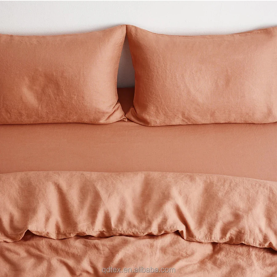 Premium Stone Washed 100 French Linen Bed Sheet Set Breathable Durable