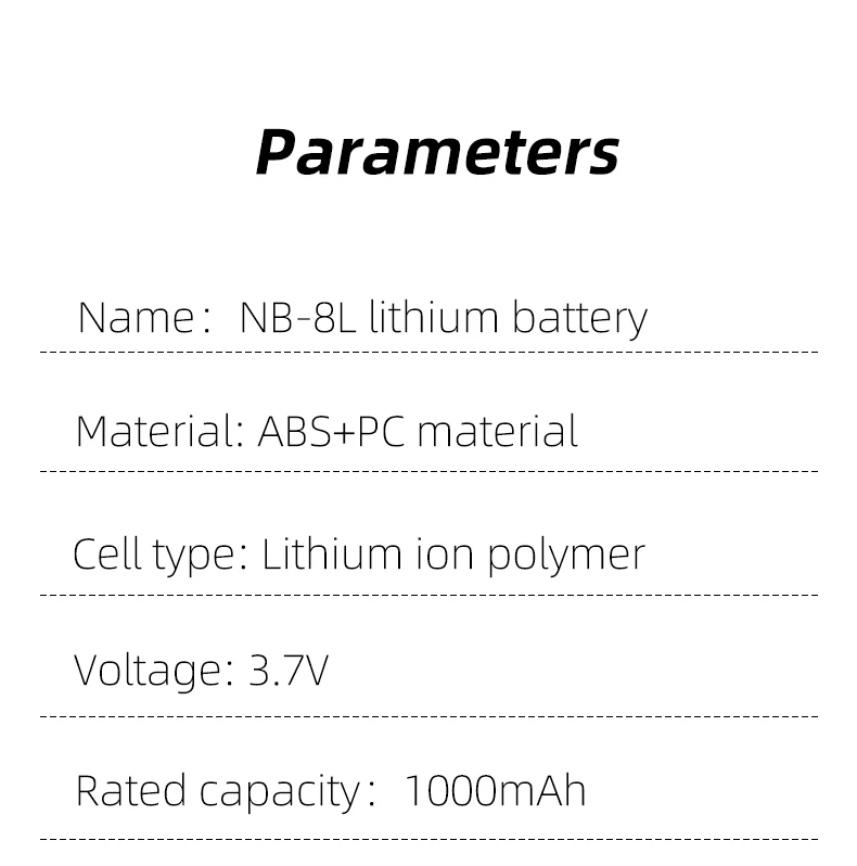 Camera Battery NB 8L NB8L NB-8L for Canon PowerShot A3300 A3200 A3100 A3000 A2200 A1200 IS 1000mAh 3.7V Batteries Accessories manufacture