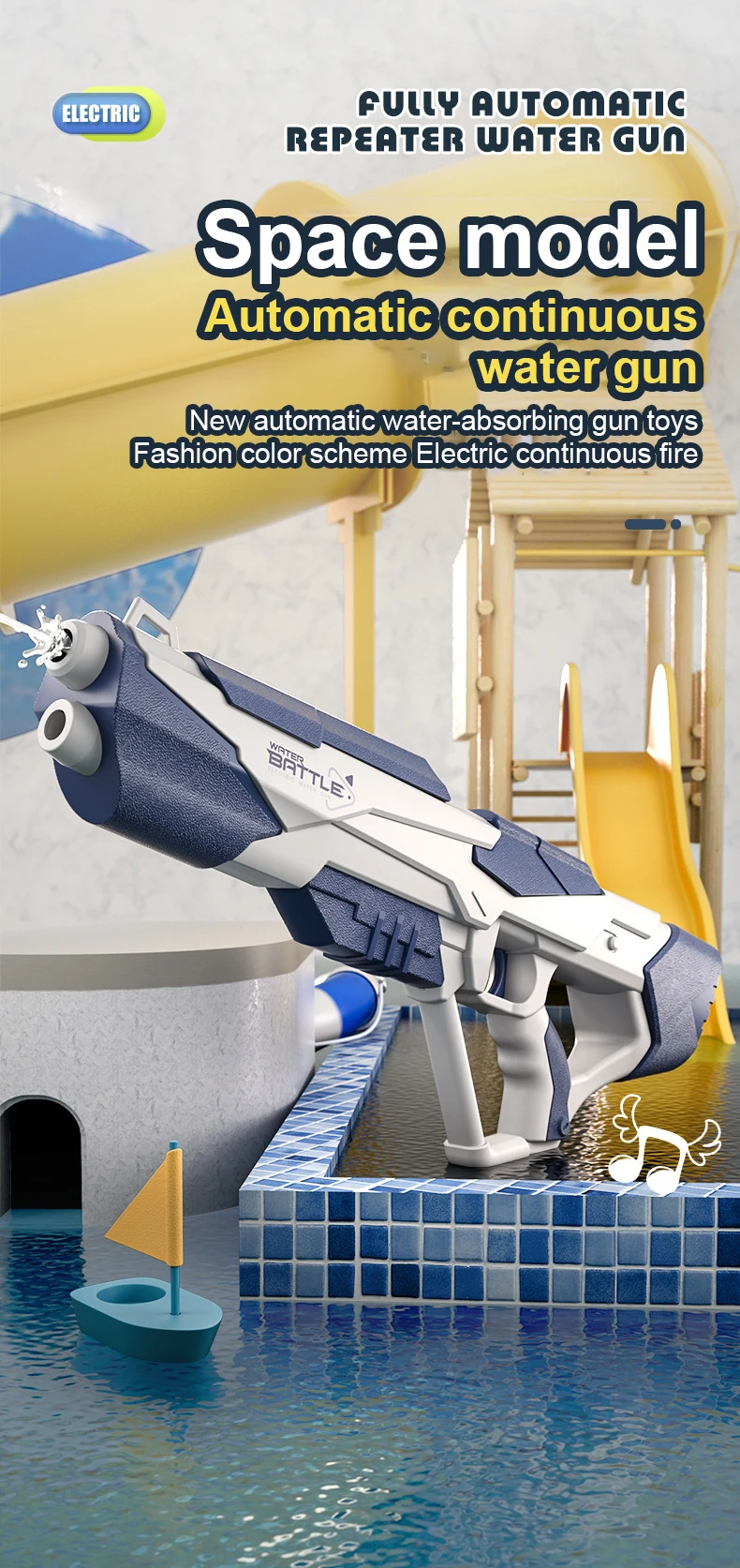 Large Space Electric Repeater Water Gun Wholesale Toy Shower Water Gun