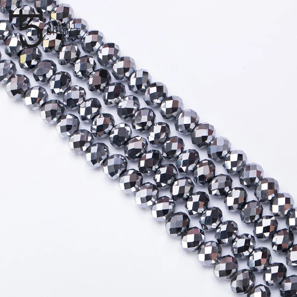 Wholesale  Plating Silver colour Faceted Rondelle crystal Beads  with Cheap Price factory