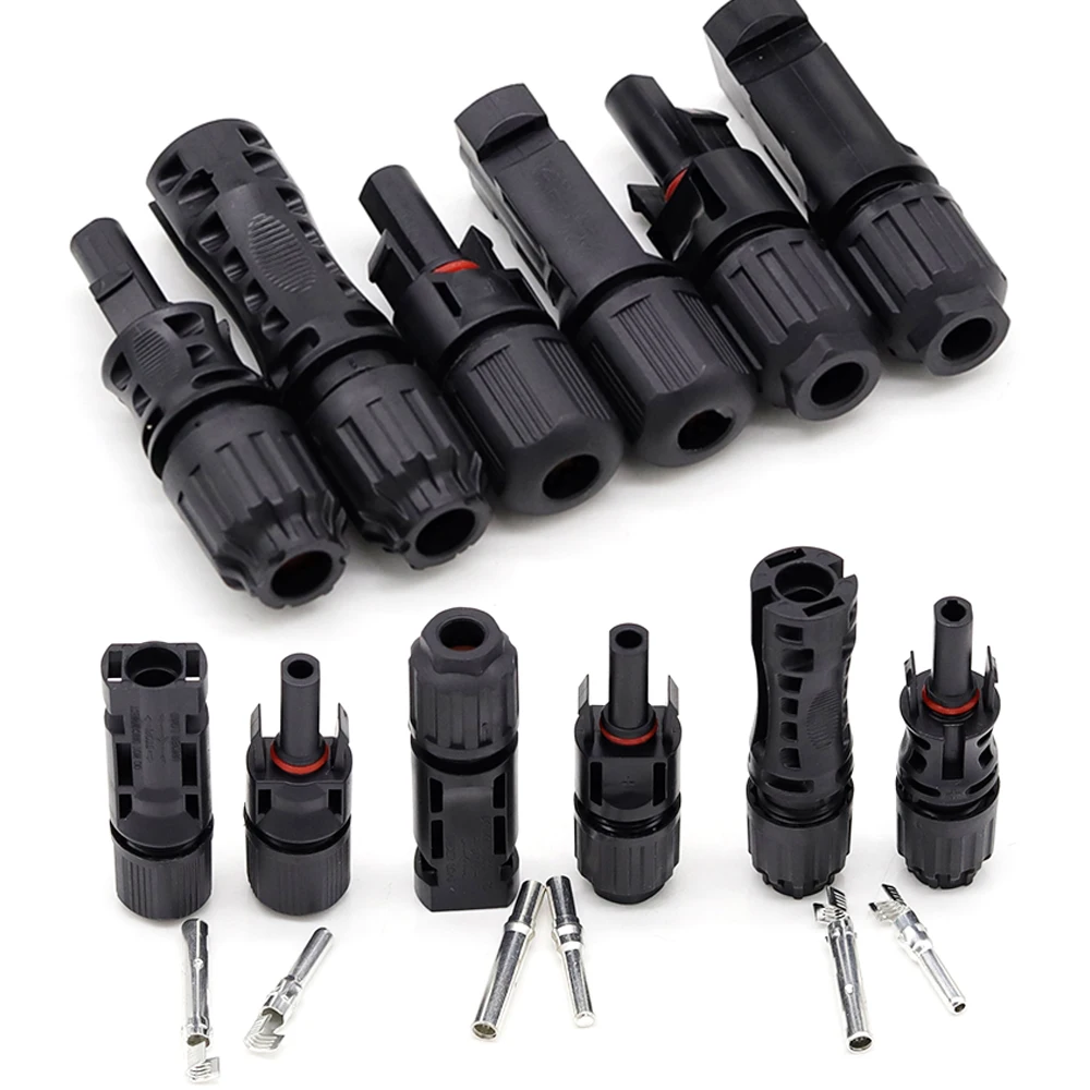 Conector Solar de Alta Calidad con Núcleo de Cobre Estañado, Impermeable IP67, 1p Pin Macho/Hembra, Carcasa ABS para Aplicaciones de Potencia