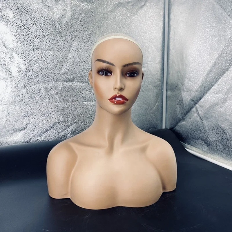 PVC Customize Makeup Female Mannequin Wig Display Mannequin Heads with Shoulders
