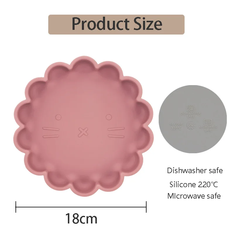 Cartoon Lion and Flower-Shaped Silicone Tableware Tasteless Food Grade Kids Dining with New Suction Cup Design manufacture