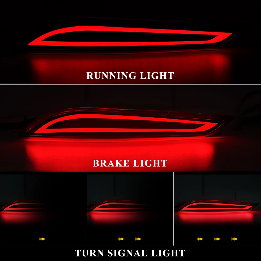 Red Smoke Rear Reflector Sequential LED Tail Brake Lights Bumper Turn Signal Lamp for 16-19 Chevrolet Cruze