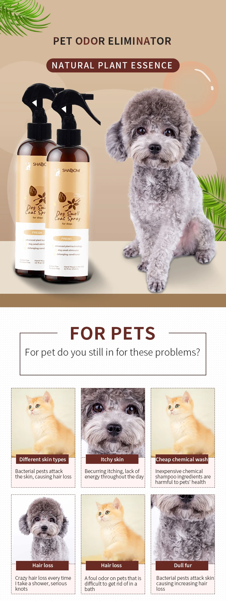 Home Use Private Label Pet Care Products Factory Dogs Cats Cleaning