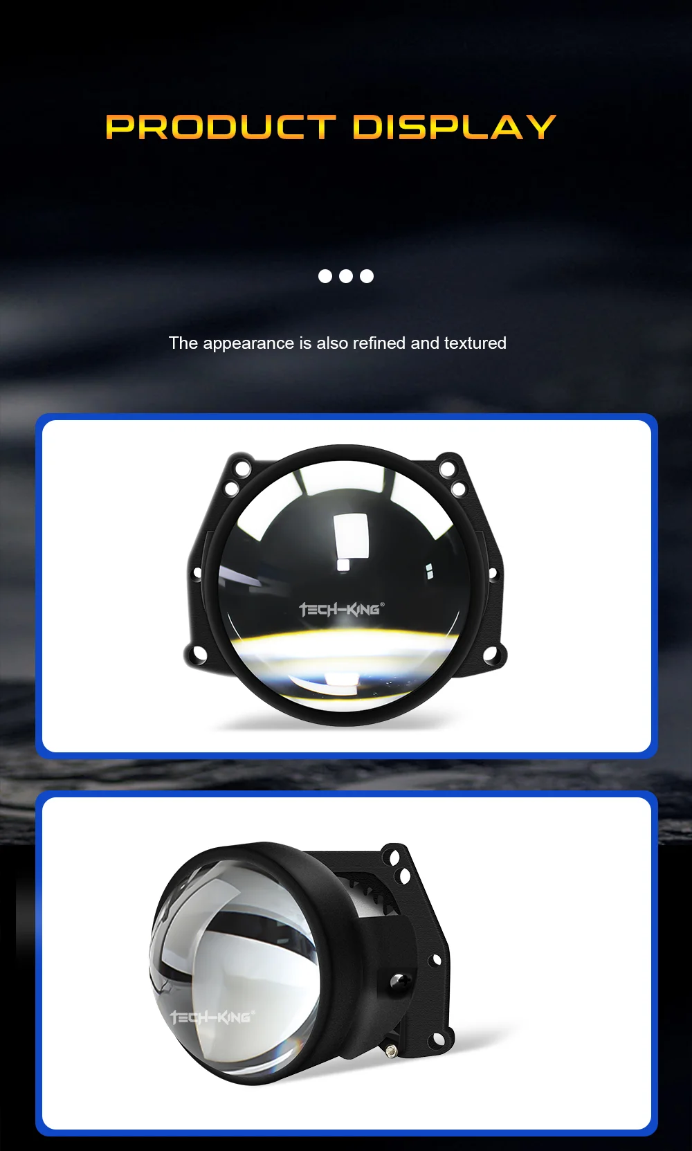 TECH-KING Factory Bi Led Lens Car LED Headlights Projection Lamp 2.5 Inch Lens 6+1 Chip High-power 130W Led Headlights H4 Lens