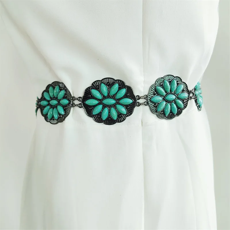 Vintage Western Bohemian Cowgirl Adjustable Turquoise Stone 