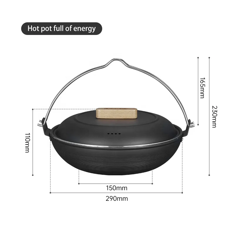 Naturehike outdoor camping Portable Non-stick pan sukiyaki hot pot rice cooker hanging cooking pot