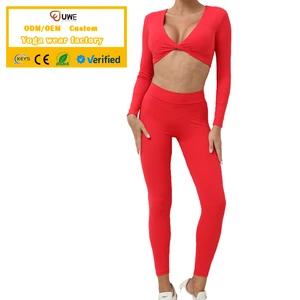 Women Fitness Workout Long Sleeves Tops Nude V Waist Peach Hip Leggings Quick Drying Breathable Yoga Sets