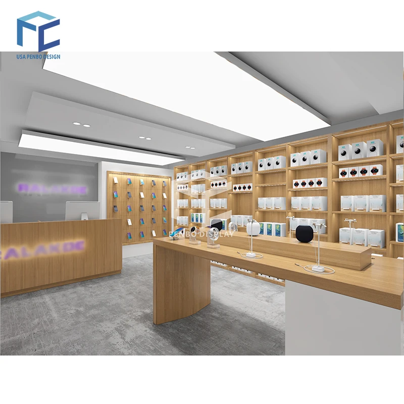 USA LOCAL Simple Small Cell Phone Accessory Stores Interior Design Customized Shop Counter Table Design to Display Mobile Phone