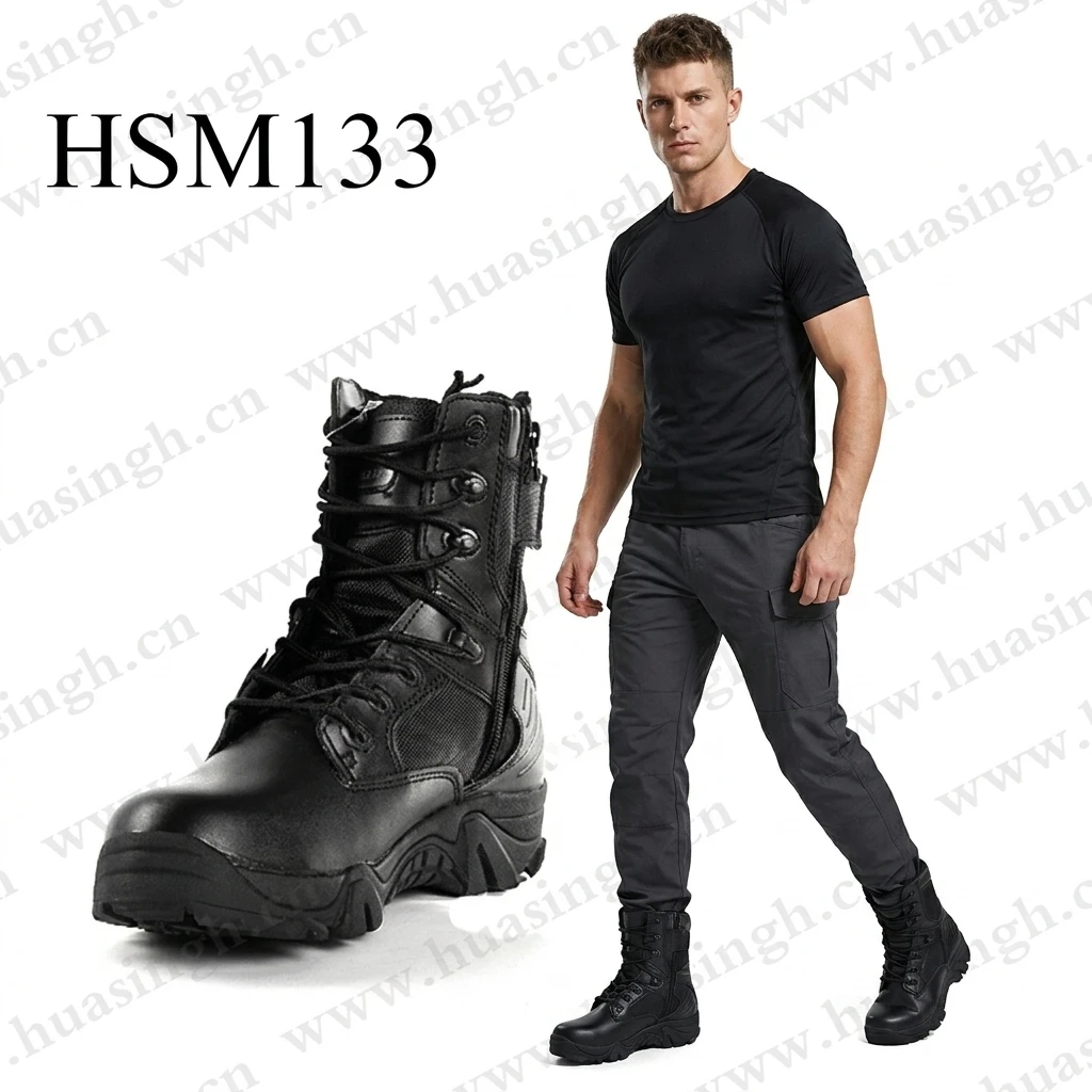 LXG,USA Famous Brand Pure Original Black Tactical Gear boots Forestry Logging Combat Grade Boots with Zipper&magic Tape HSM133