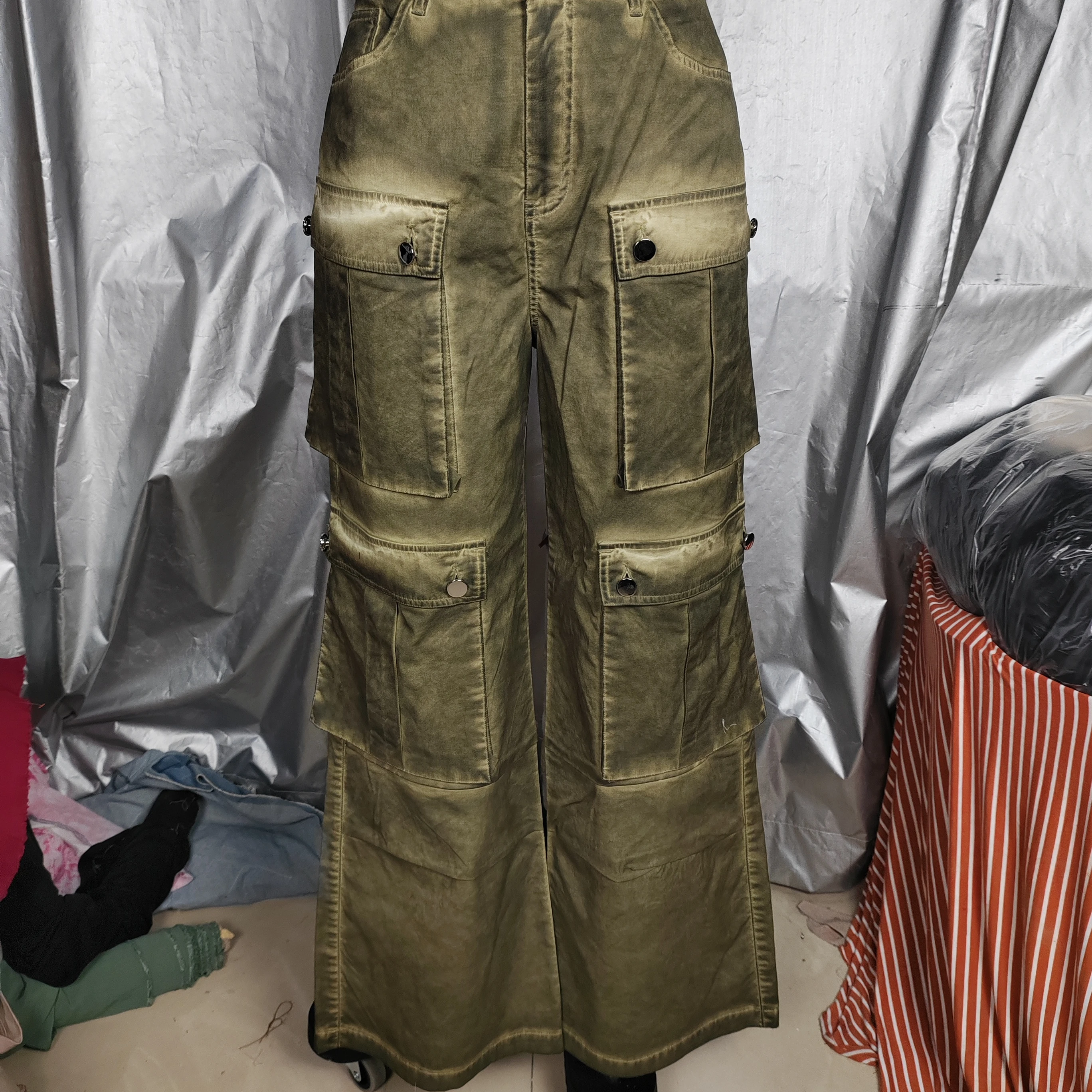 Casual Work Trousers For Ladies Mid-waist Summer Cold-dye With Colored Wash - Image 1