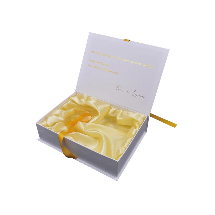 Luxury Custom Red Wigs Gift Box Chocolate Packaging with Ribbon Closure and Satin for Bundle Hair Extensions Beauty Products