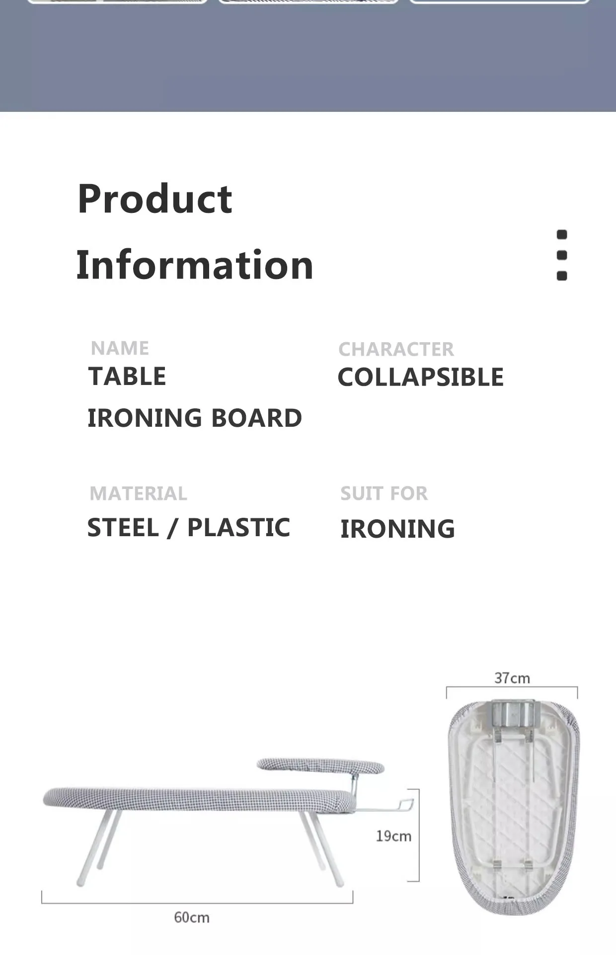 Mini Portable Foldable Folding Small Ironing Board Table Desk with Iron Holder