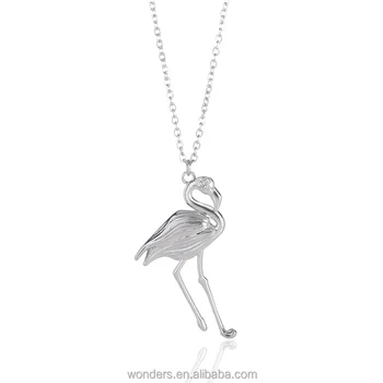 Elegant Flamingo Girl Necklace Bird Charm Link Chain Women Necklace Accessories Wholesale Costume Jewelry