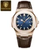 8 Cinturino in pelle Custodia rosa Quadrante blu