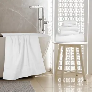 OEM Hotel Bath Towel Set 100% Cotton Plain Weave White 21s 32s Quick Dry High Absorbency Bulk Supply