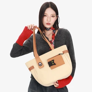 NOXXON Polyester Tote Bag Waterproof Single Shoulder Bag Custom Tote With Zipper Large Capacity Shopping Tote Bag for Female