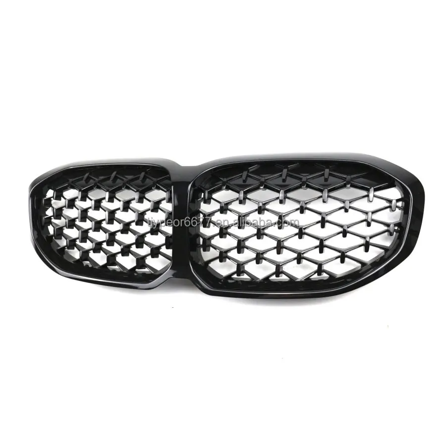 product tiypeor kidney grille for bmw 1 series f40 2019 hatchback m performance sport competition diamond grille full black silver-3