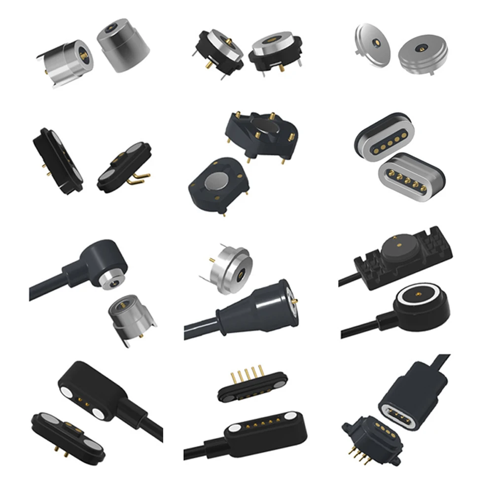 Custom Round 2.54pitch  360w Magnetic 8pin Pogo Pin Contacts 1mm 1.5mm 2.5mm 3mm 4mm Diameter 3a 12v Connector