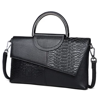 2022 Wholesale New Style Luxury Fine Hardware Large Capacity Black Sling Genuine Leather Clutch Ladies Hand Bags