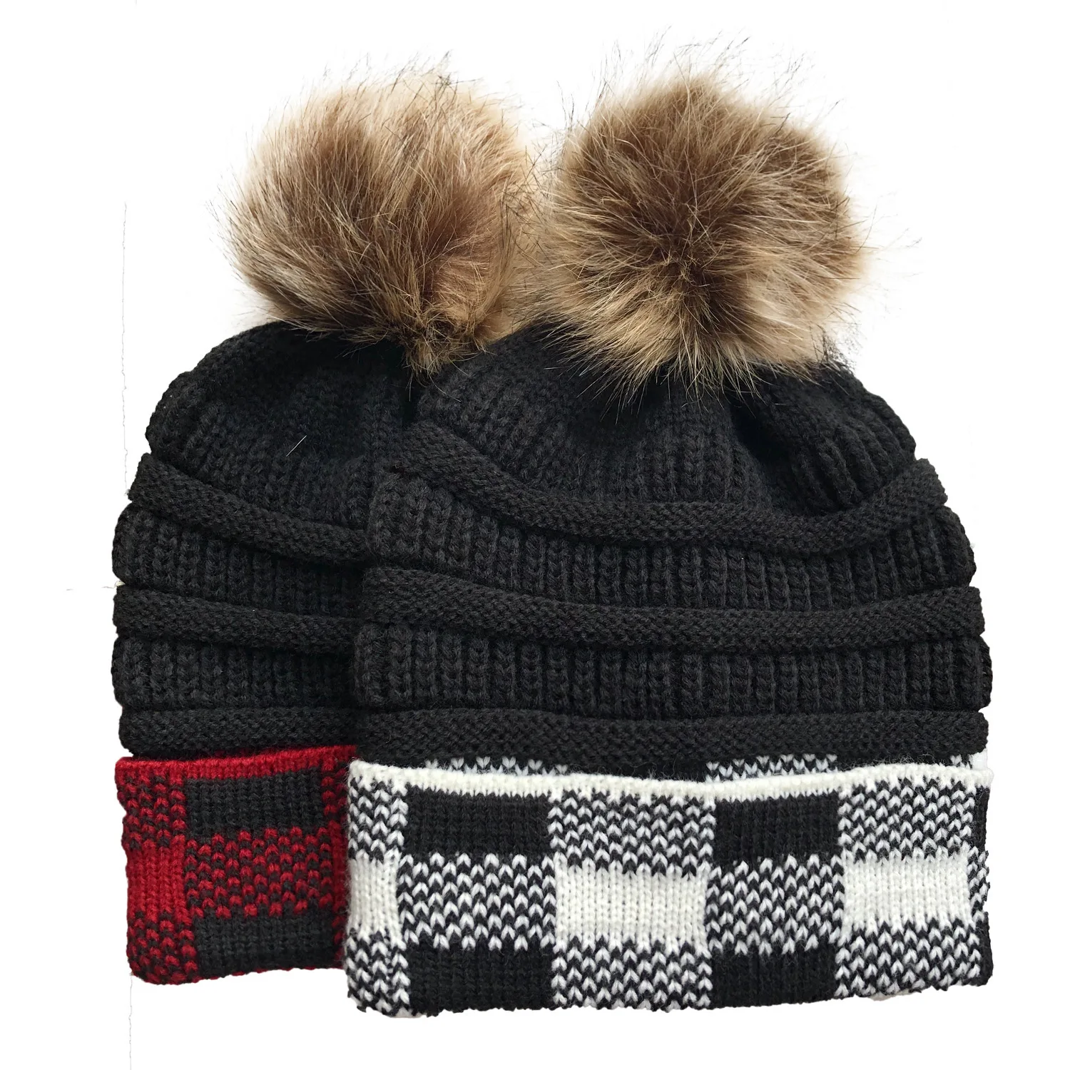 buffalo plaid beanie hat