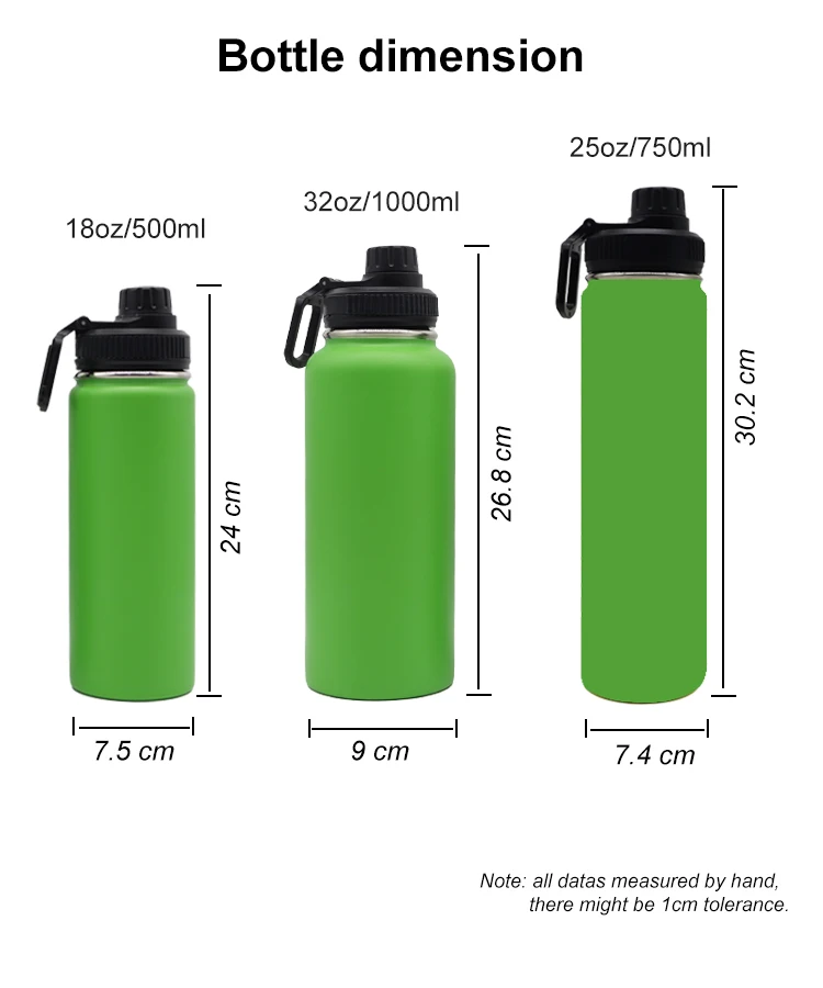 32oz stainless steel wide mouth metal bottles bpa free vacuum insulated hot and cold sports water bottles