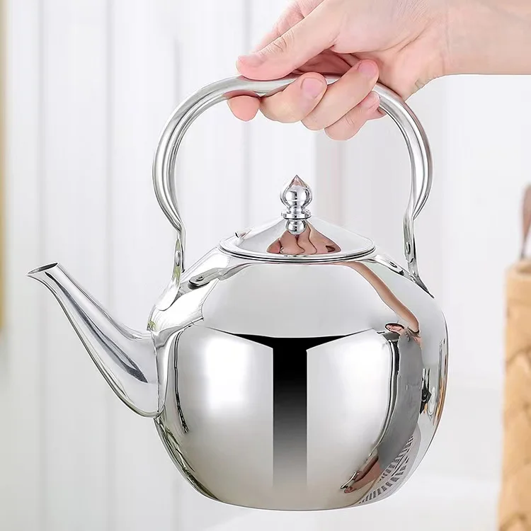 Stainless Steel Arabic Tea Kettle Silver 2 Liter