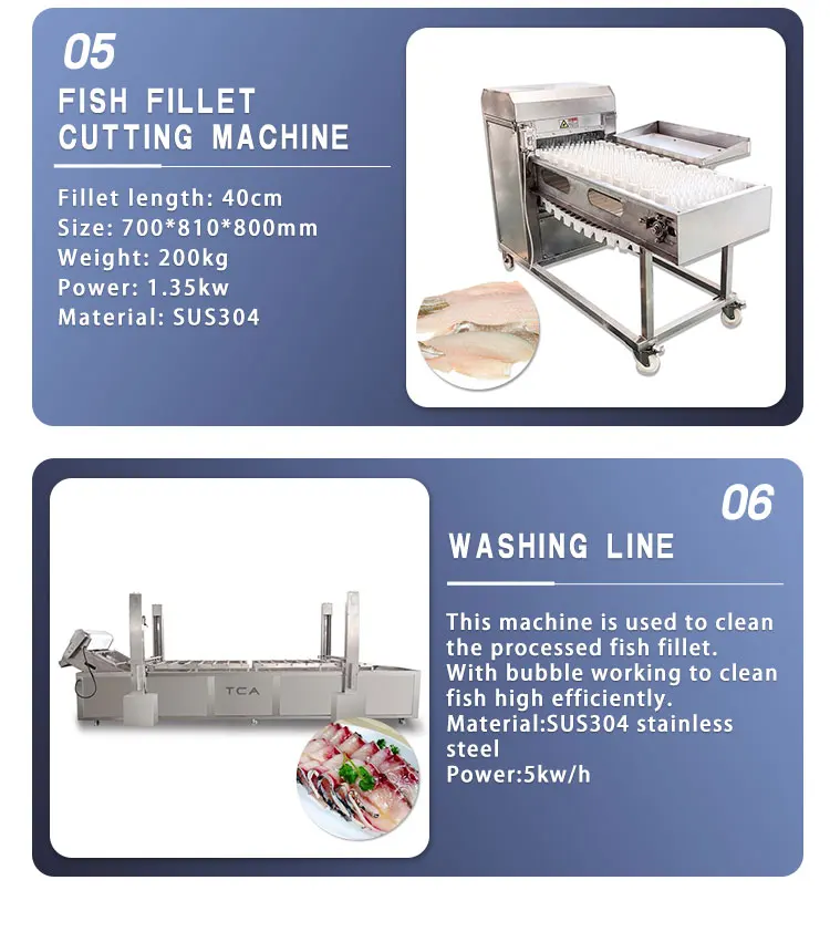 TCA High Quality Automatic  Fish Cleaning Descaling Fillet Processing Line Making Machine for Catfish Fish Red Snapper Tuna Fish