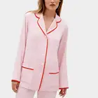 Long Sleeve Pajama Pajamas MRRS MGOO Custom Breathable Soft Solid Color Cozy Woven 2 Piece Long Sleeve Feather Pants Pajama Set Party Pajamas