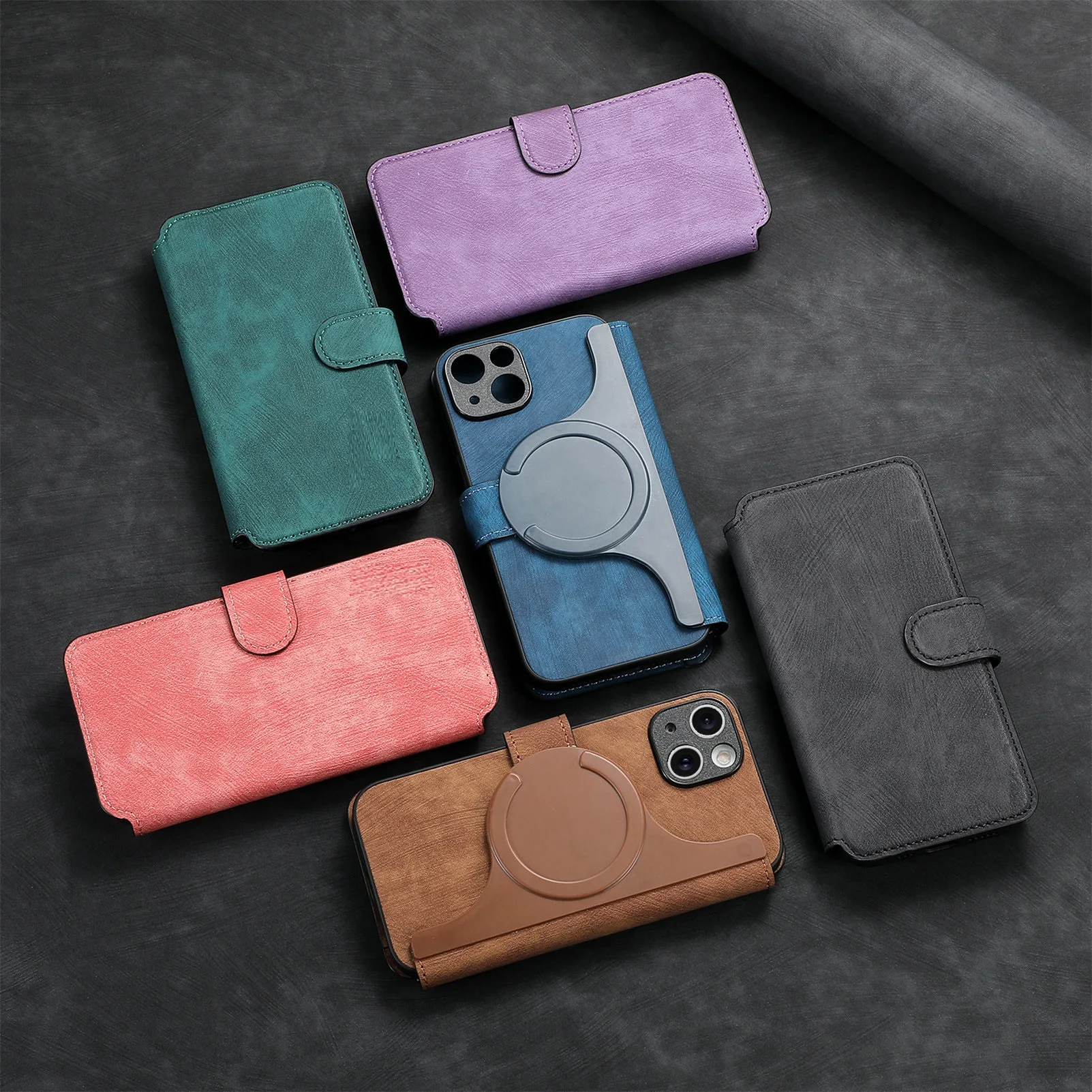 2 Pieces Wallet Purse Phone Cover for iPhone 16 15 14 13 12  PU Leather  Magnetic Shockproof Mobile Phone Cover