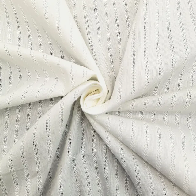 Spring cotton vertical strip jacquard fabric pure cotton gauze jacquard shirt dress for women children's home wear SS18050