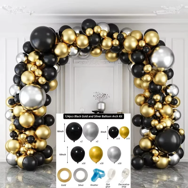 Wholesale Custom Black Gold Balloon Set Holiday Party Birthday Wedding Decoration Balloon Garland Arch Halloween Mother's Day