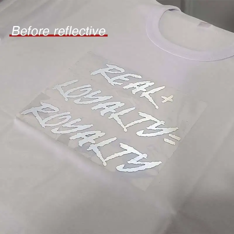 Custom Heat Transfer Reflective Logo PET Film Reflective Heat Transfer Vinyl Printed Garment Labels for Warning Clothing