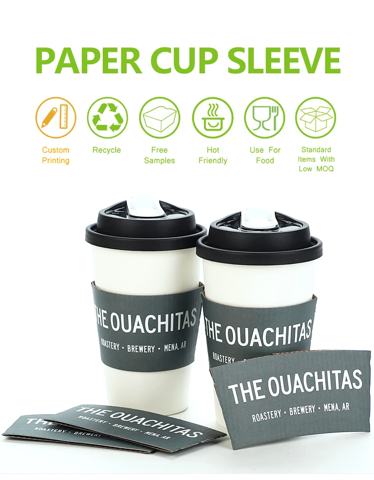 Custom Design Logo Cup Sleeve Printing Coffee Cup Sleeve Single Wall