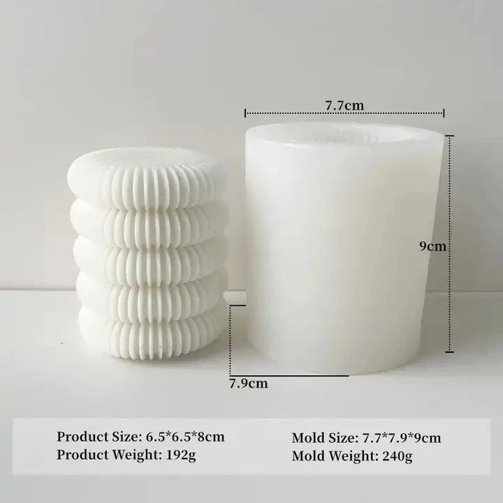 12.2*7.9cm 3D Pillar Candle Molds White Cylindrical Stripe Candle